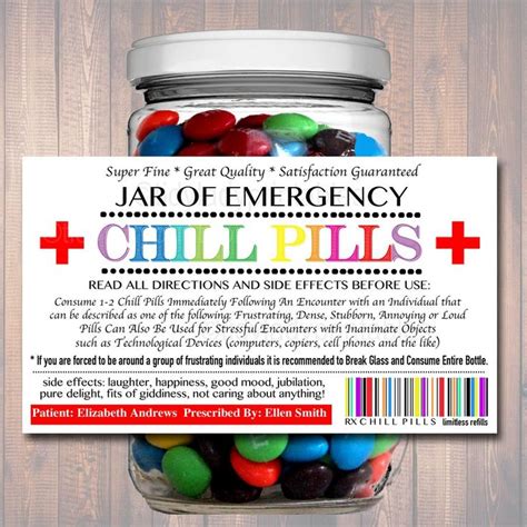 Chill Pill Jar Label Printable Free